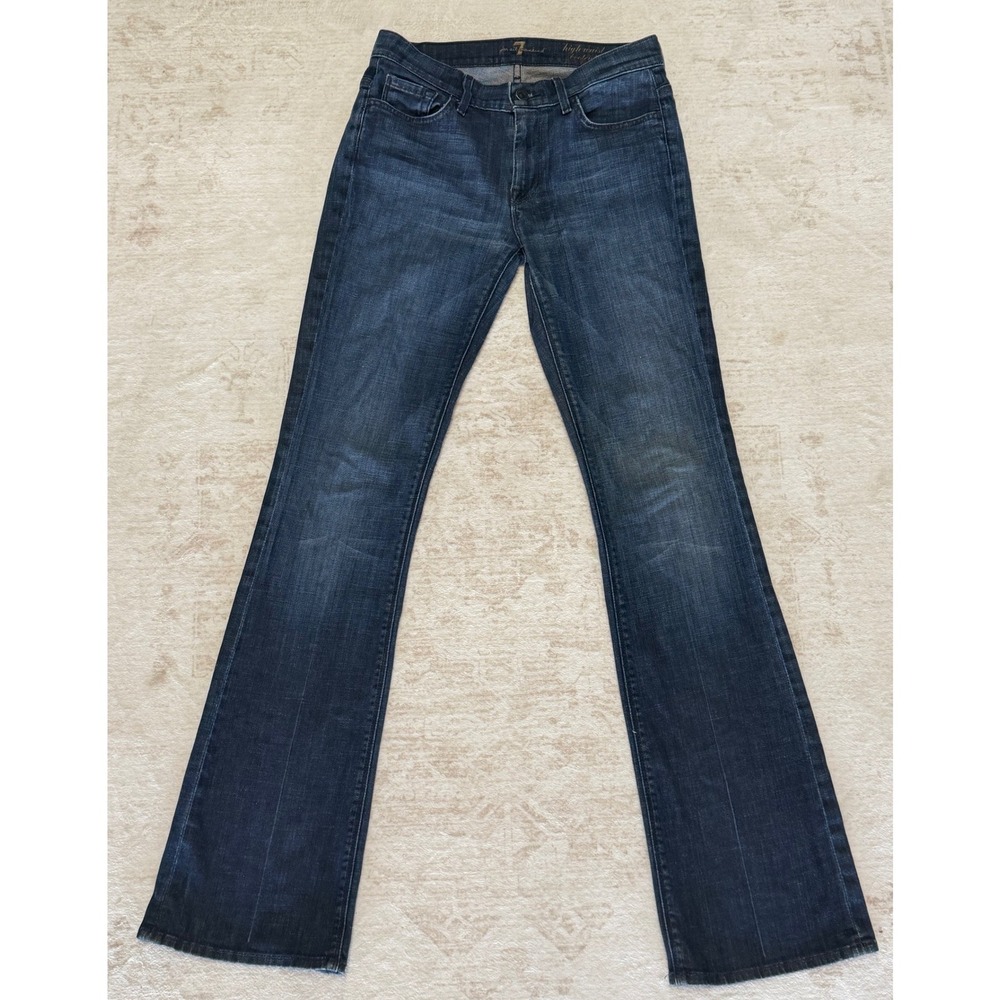 7 For All Mankind High Waist Bootcut Jeans Dark Wash Indigo Denim 33 Inseam